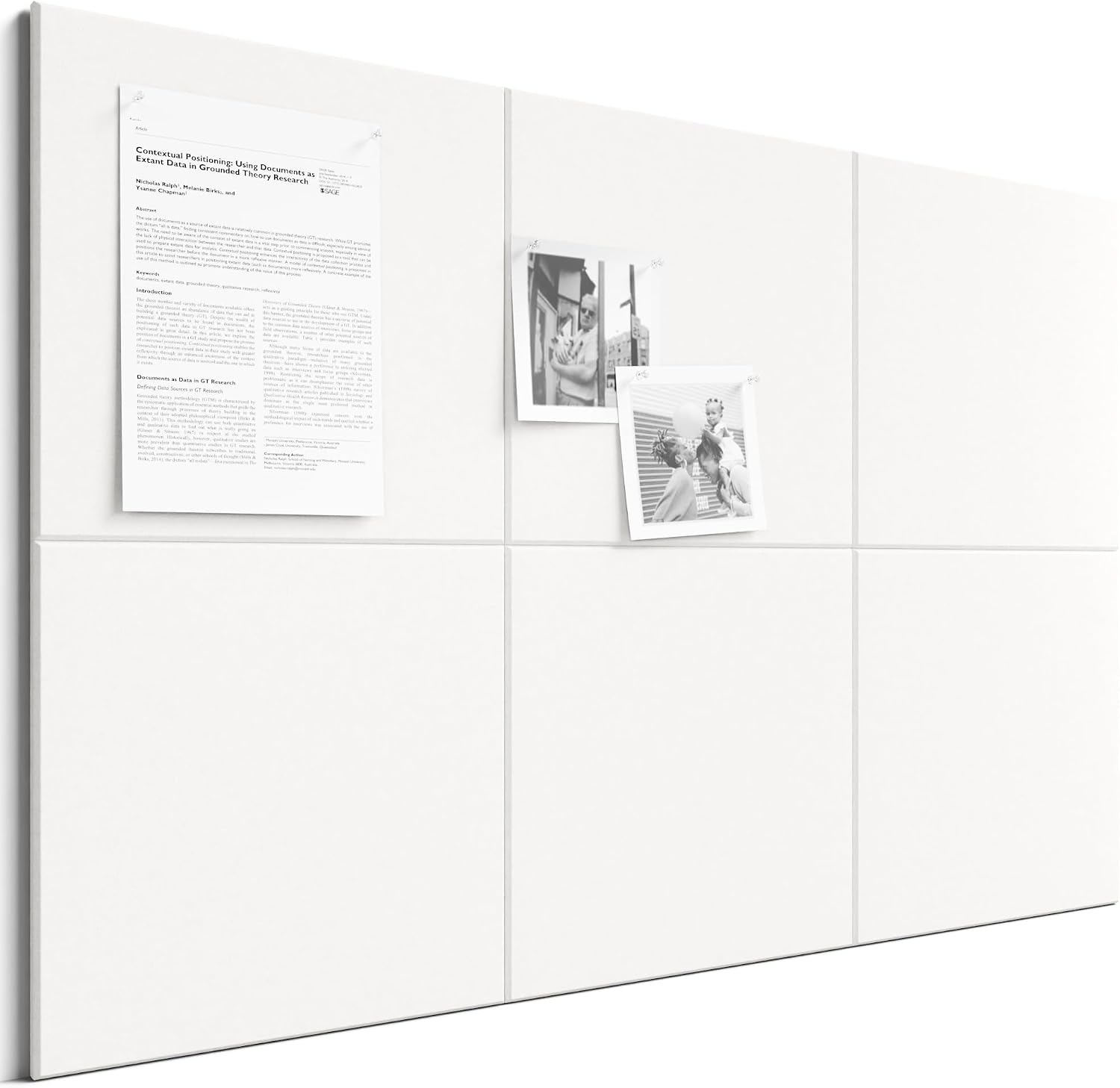 Large Cork Board Alternative - Slat Wall Paneling, Felt Bulletin Board Tiles for Office Decor, Push pin Board Office Wall Organizer -6-Pack-Milky White