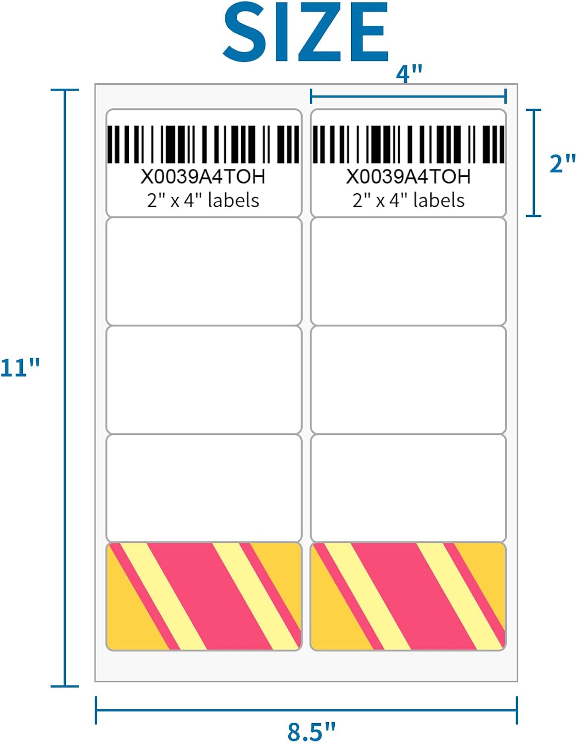 2” x 4” Shipping Labels 5000 Address Labels Printable, White Sticker Label Sheets for Laser Inkjet Printers (10 Labels/Sheet, 500 Sheets)