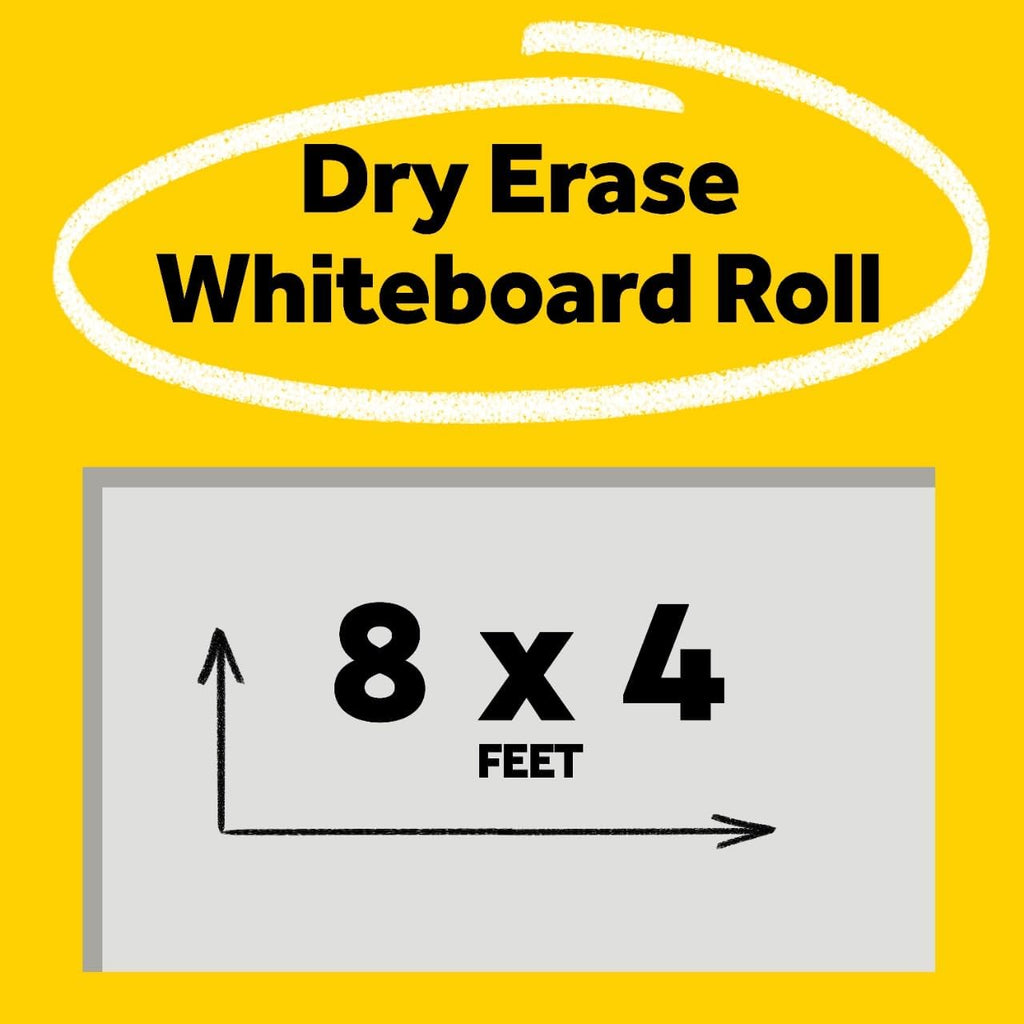 Dry Erase Whiteboard Film Surface for Walls, Doors, Tables, Chalkboards, Whiteboards, and More, Removable, Stain-Proof, Easy Installation, 8 ft x 4 ft Roll (DEF8X4), Model Number: DEF8x4