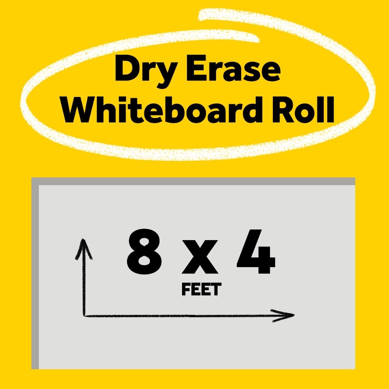Dry Erase Whiteboard Film Surface for Walls, Doors, Tables, Chalkboards, Whiteboards, and More, Removable, Stain-Proof, Easy Installation, 8 ft x 4 ft Roll (DEF8X4), Model Number: DEF8x4