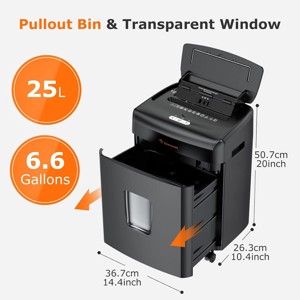 120-Sheet Auto Feed Micro Cut Paper Shredder with Casters | 30-Min Run Time, P-4 Security, 6-Gal Bin, Heavy Duty Shredders for Home Office, C233-B