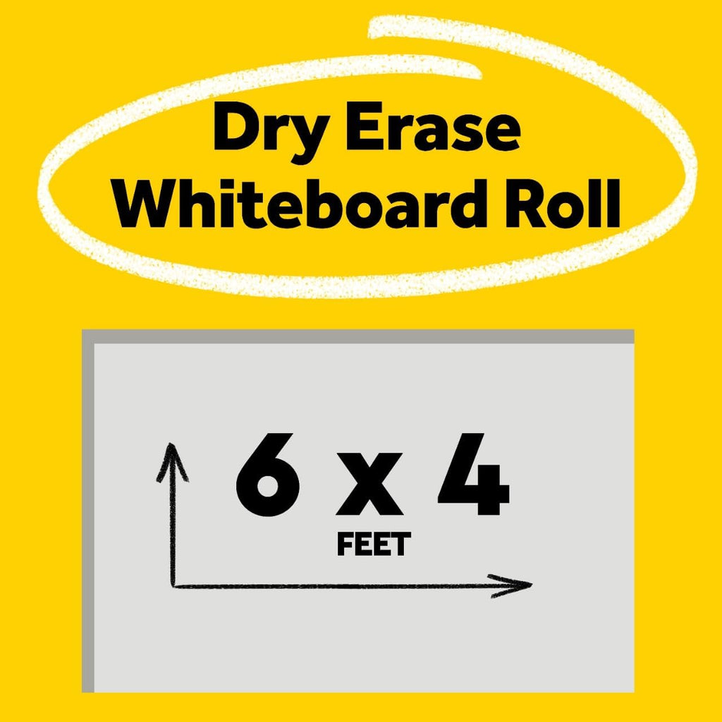 Dry Erase Whiteboard Film Surface for Walls, Doors, Tables, Chalkboards, Whiteboards, and More, Removable, Stain-Proof, Easy Installation, 6 ft x 4 ft Roll (DEF6X4)