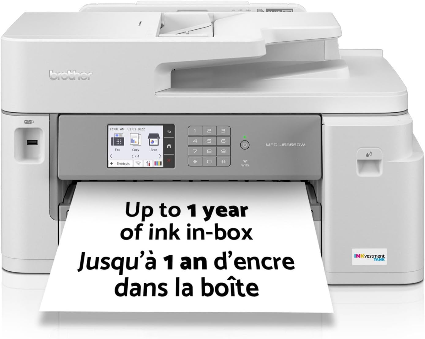 MFC-J5855DW INKvestment All-in-One Wireless Colour Inkjet A3 Printer with Scanner,Copier and Fax Printing, 30 ppm Speed, 3.5" Touchscreen, Mobile Connectivity