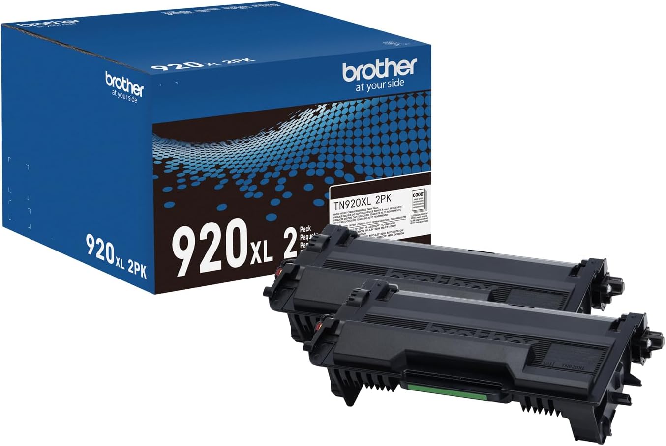 Genuine Cartridge TN920XL High Yield Black Toner Twin Pack, 2 Pack, HL-L5210DN, HL-L5210DW, HL-L5210DWT, HL-L5215DW, HL-L6210DW, HL-L6210DWT, HL-L6310DW,MFC-L6810DW | Approx. 6, 000 Pages per Cartridge, Compatible with Hl-L5210dw and Hl-L6210dw