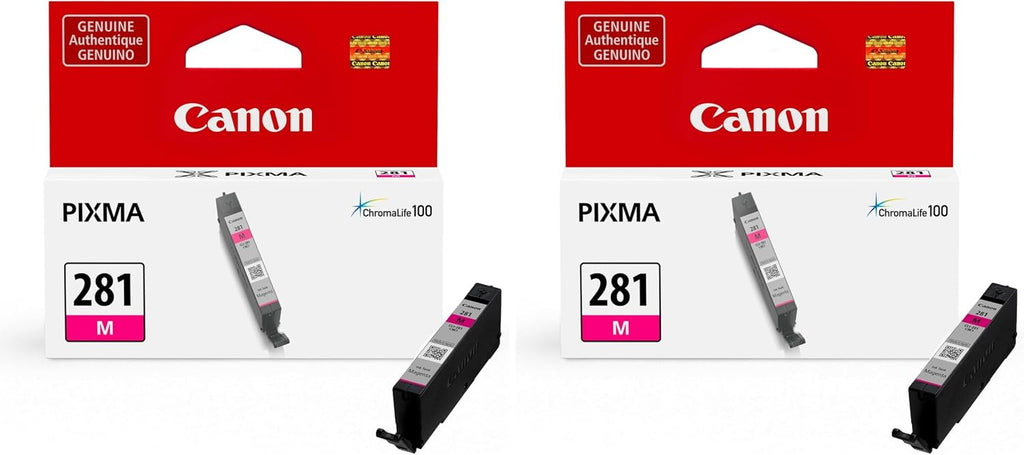 Genuine Ink Cartridges CLI-281 Magenta (1 Count), Original Printer Ink for PIXMA TR7620 / TR8520 / TS6220 Printers (Pack of 2)
