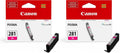 Genuine Ink Cartridges CLI-281 Magenta (1 Count), Original Printer Ink for PIXMA TR7620 / TR8520 / TS6220 Printers (Pack of 2)