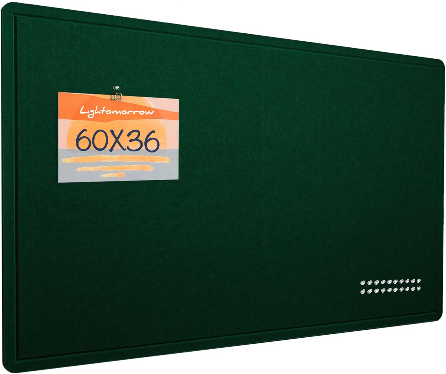 Large Bulletin Board - 60 x 36 Inches, Decorative Felt Pin Board for Wall - 5' x 3' Foldable Photo Display Board with Self-Adhesive Tape, Includes 20 Push Pins - Dark Green