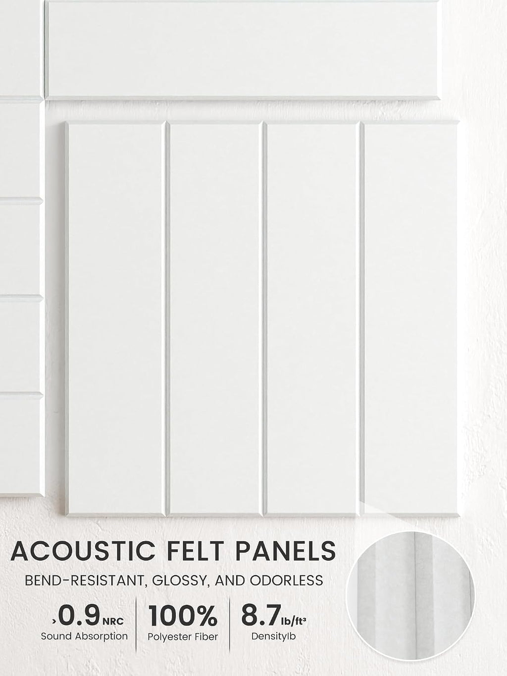 Large Felt Bulletin Board, 48" x 36" Cork Board Alternative, 12-Pack Bold Stripe Felt Wall Tiles with 30 Push Pins and 70 Adhesive Tabs, Ideal for Office, Home & Classroom, Cold White