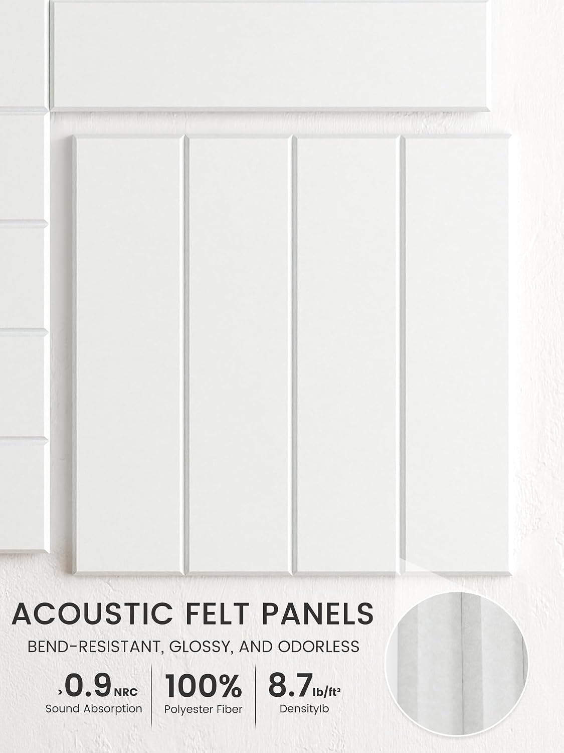 Large Felt Bulletin Board, 48" x 36" Cork Board Alternative, 12-Pack Bold Stripe Felt Wall Tiles with 30 Push Pins and 70 Adhesive Tabs, Ideal for Office, Home & Classroom, Cold White