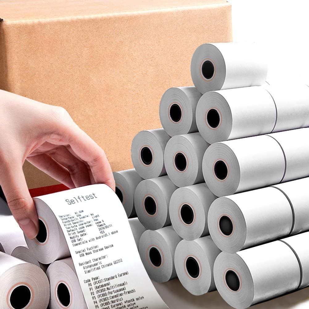 3 1/8" x 2" Thermal Receipt Paper Rolls, 80mm POS Receipt Paper Cash Register Roll, 50 Rolls Sealed Pack