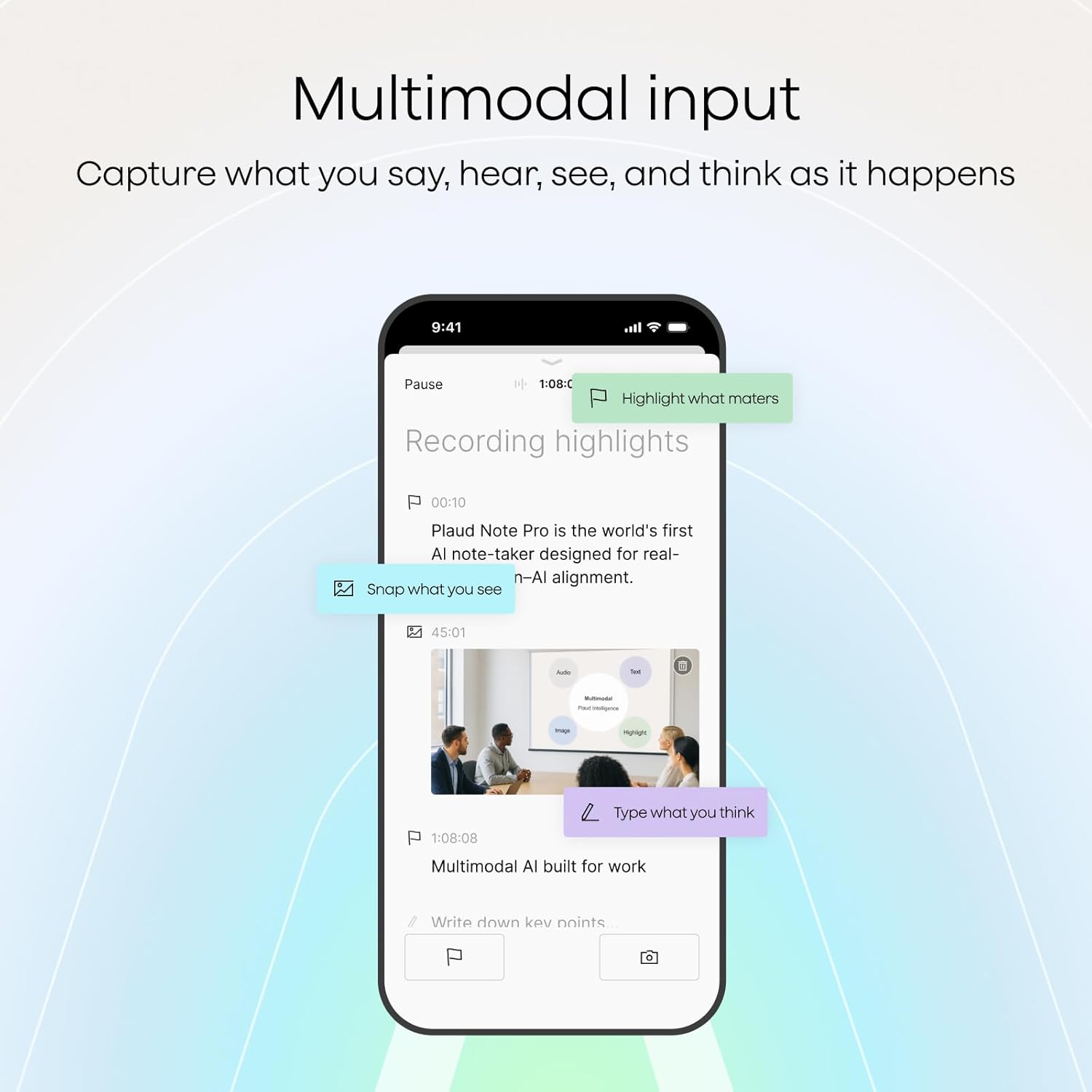 Note AI Voice Recorder, Note Taker w/Case, App Control, Transcribe & Summarize with AI, Support 112 Languages, for Meetings, Calls, Lectures, Professionals, Teams, Starlight, Non-Pro Version