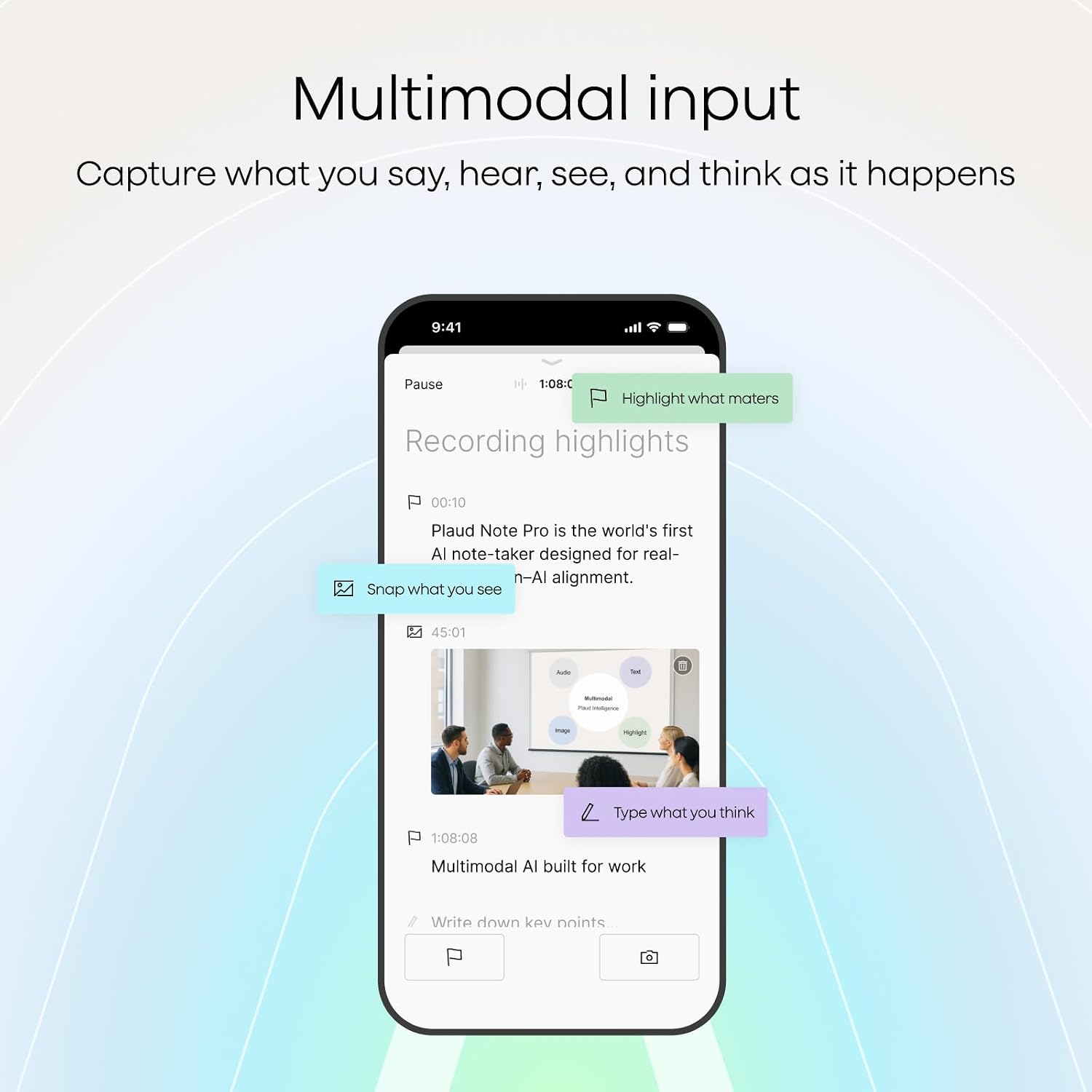 Note AI Voice Recorder, Note Taker w/Case, App Control, Transcribe & Summarize with AI, Support 112 Languages, for Meetings, Calls, Lectures, Professionals, Teams, Black, Non-Pro Version