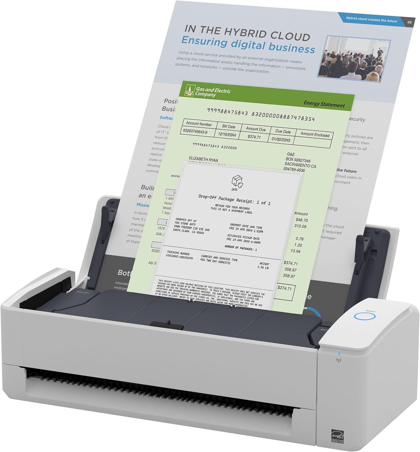 iX1300 Compact Wireless or USB Double-Sided Colour Document, Photo & Receipt Scanner with Auto Document Feeder and Manual Feeder for Mac or PC, White