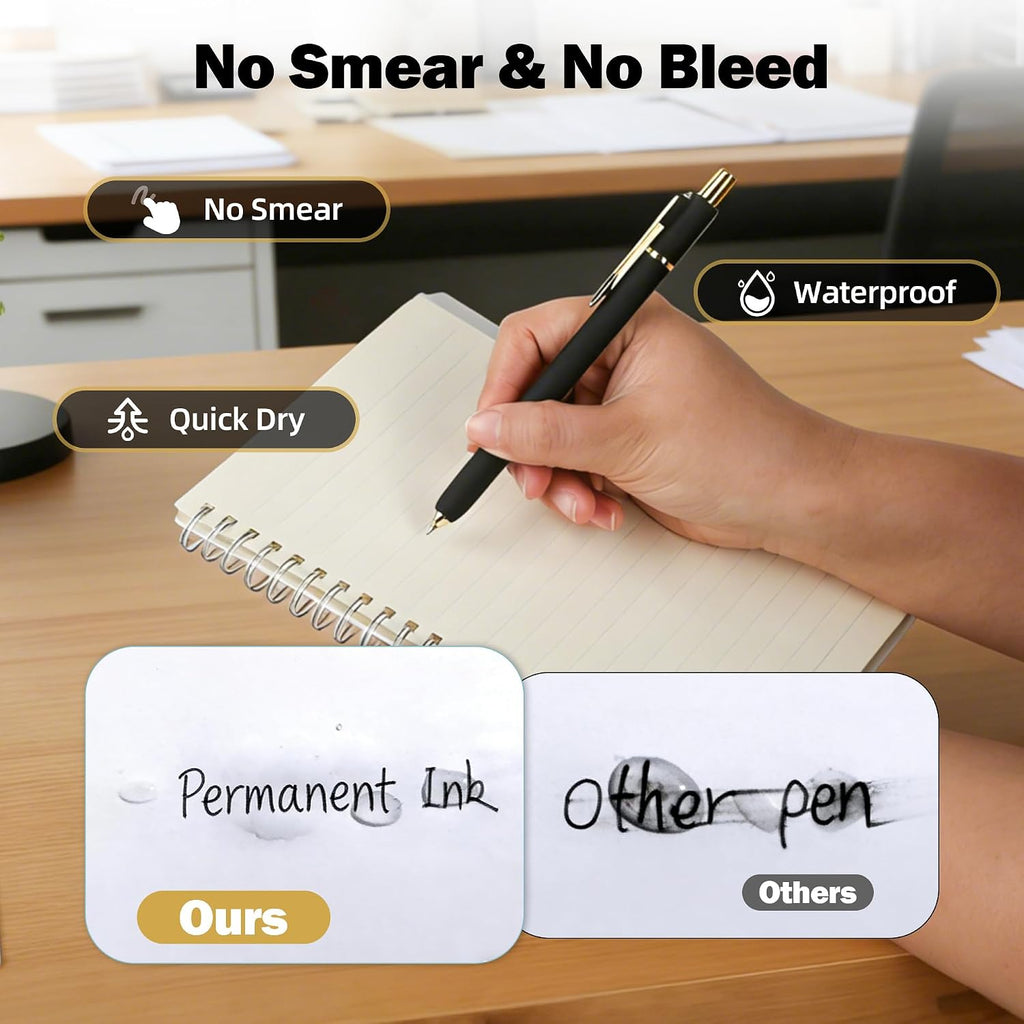 Gel Pens 6 Pcs, 0.5mm Quick Dry Black Ink Pens Fine Point Smooth Writing Pens, Retractable Pens for Journaling Note Taking,Stylo Gel Gift for Women (Pure Black-6PC)