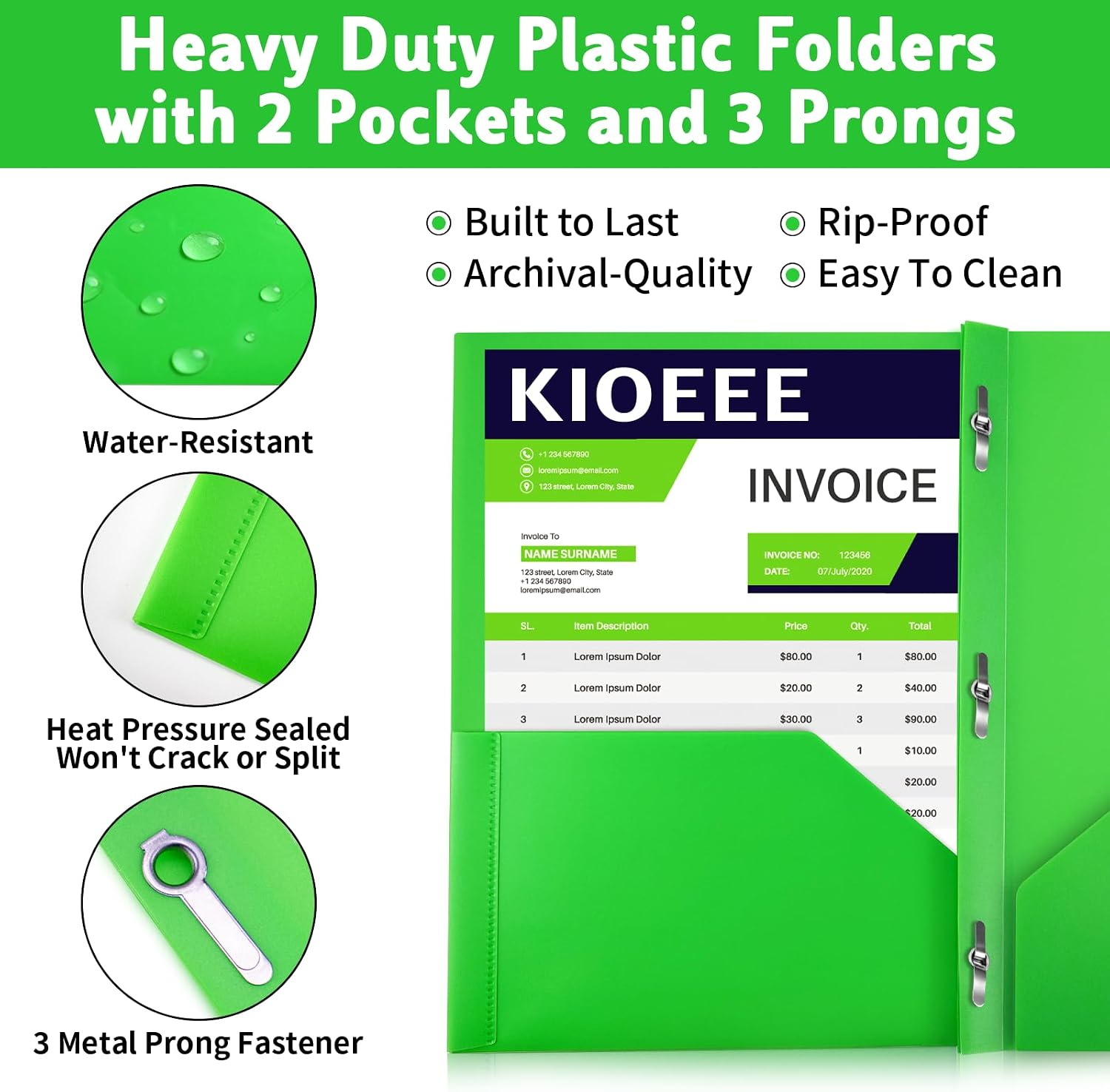 96 Pack Heavy Duty Plastic Folders with 2 Pockets and 3 Prongs,Fit Letter Size Paper, Business Card Slot, Assorted Colors for School and Office
