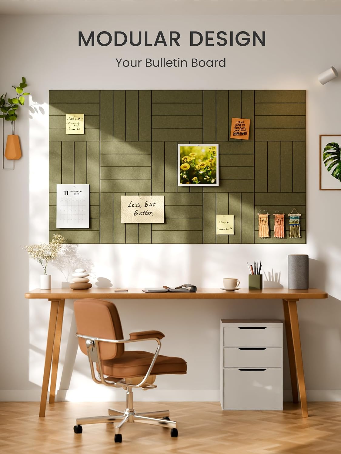 Large Felt Bulletin Board 48" x 36" Cork Board Alternative-12 Pack with 70 Safe Removable Adhesive Tabs, Cork Boards for Walls Cork Board for Home Office Classroom Pin Board (Olive Green)