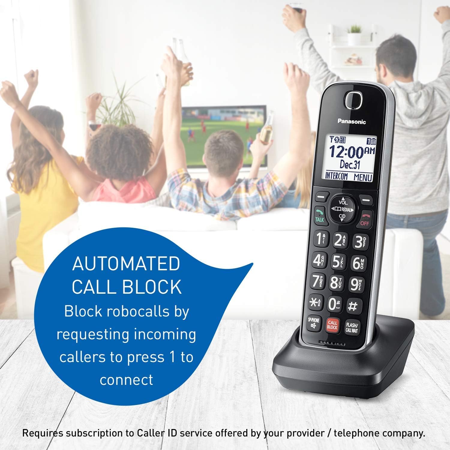 DECT 6.0 2-in-1 Corded/Cordless Phone with Answering Machine, Advanced Call Block (1,000 numbers), and Talking Caller ID - 2 Cordless Handset - KX-TGF872CB (Black)