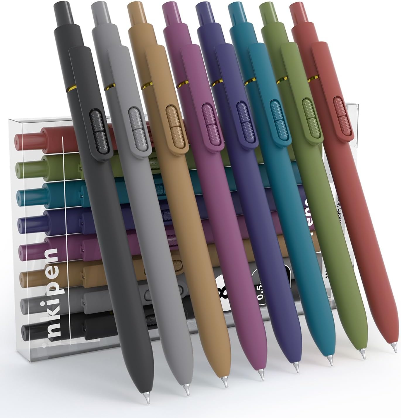 8Pcs Gel Pens - 0.5mm Black Ink Pens Fine Point Smooth Writing, Quick Drying Retractable Pen for Journaling, Cute School & Office Supplies (vintage color-8PCS)