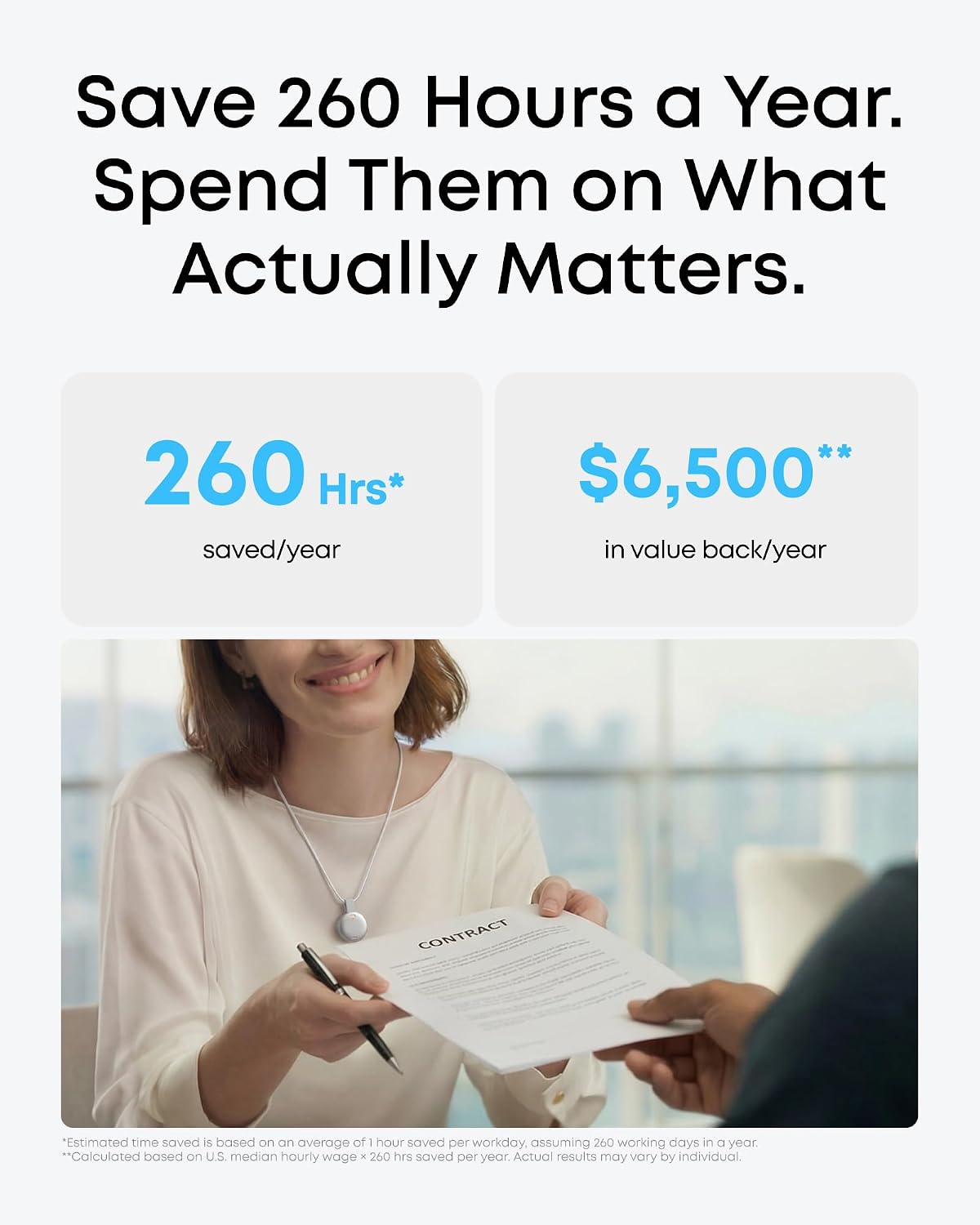 Work AI Voice Recorder by Anker,Wearable Note Taker for Meetings, Transcribe and Summarize (300 Mins/Mo Included, Optional App Upgrades), MFi Certified, 64 GB, 150+ Languages, USB-C Charging