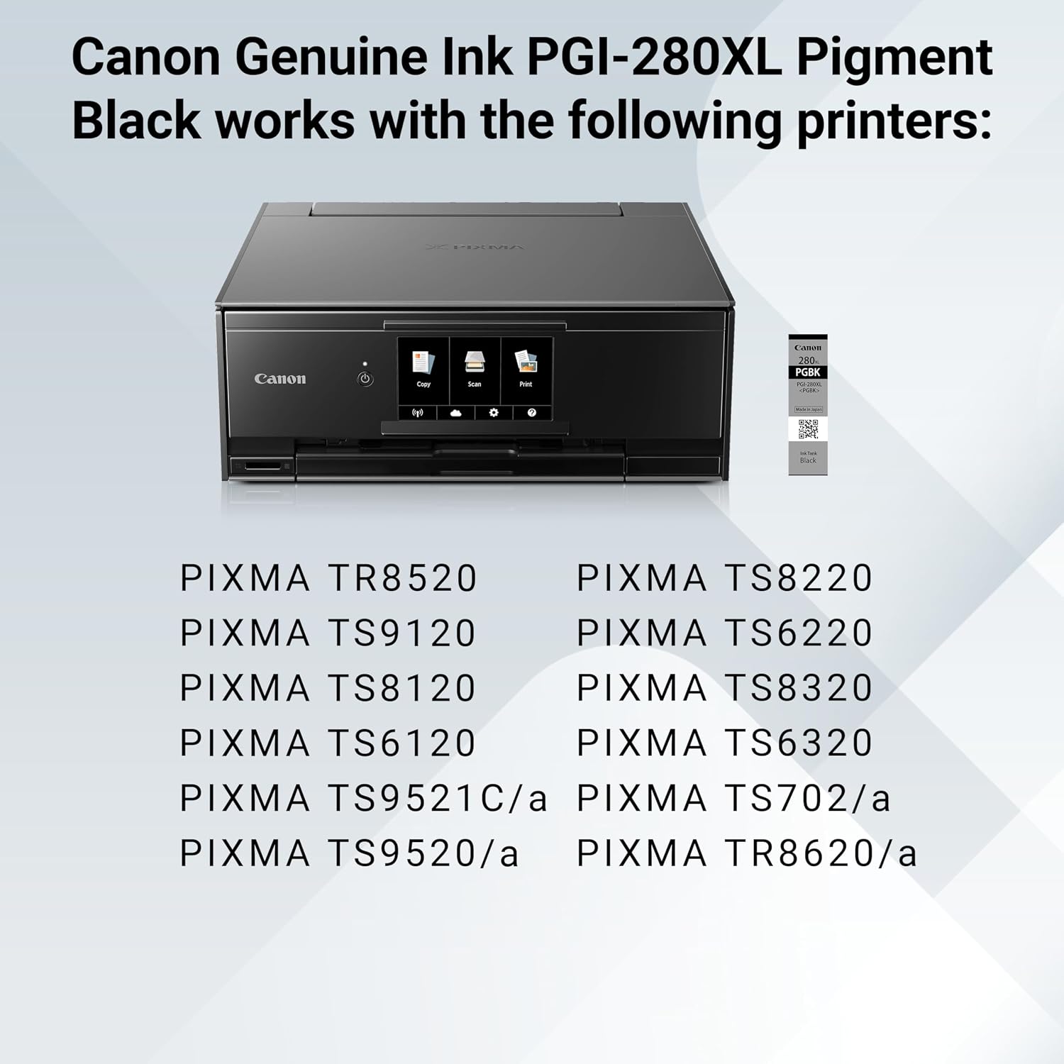 Genuine Ink Cartridge PGI-280XL Black, High-Yield (1 Count), Original Printer Ink for PIXMA TR7620 / TR8520 / TS6220 Printers (Pack of 2)