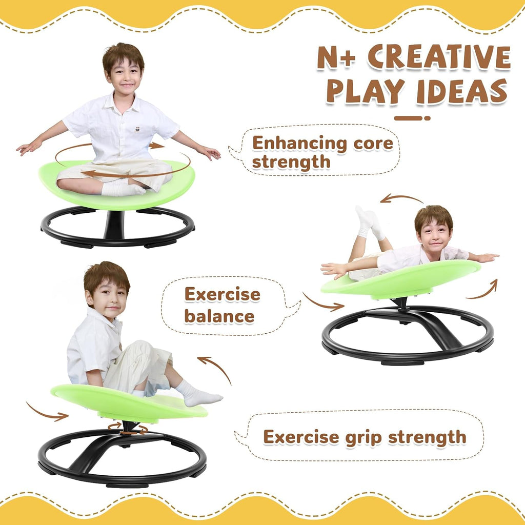 Spinning Chair for Autistic Kids (Ages 3-18), Autism Sensory Toy Gift | 220LBS Capacity Sensory Swivel Seat for ADHD Kids, Autism Sensory Products, Calming Gift Improve Focus & Body Balance (Green)