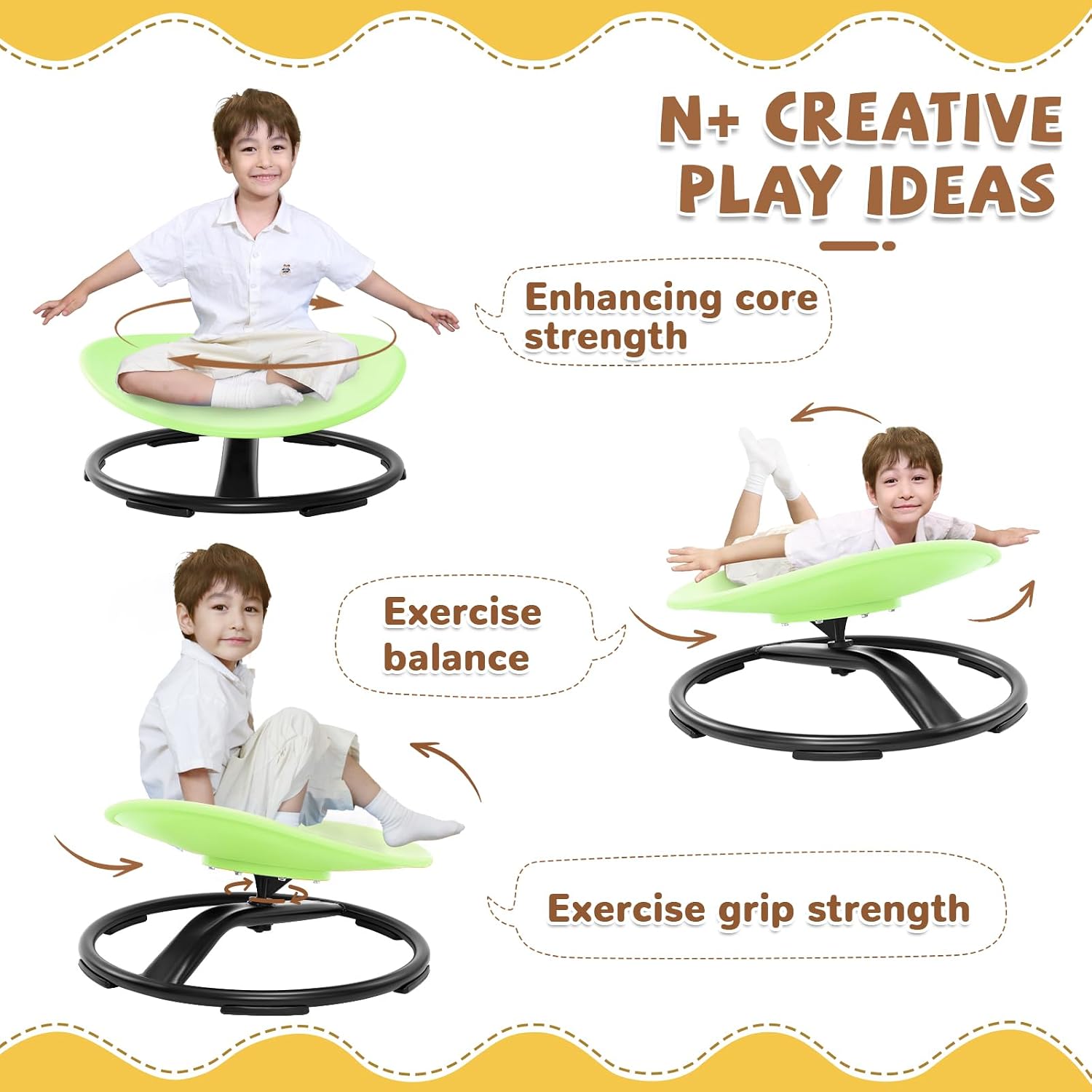 Spinning Chair for Autistic Kids (Ages 3-18), Autism Sensory Toy Gift | 220LBS Capacity Sensory Swivel Seat for ADHD Kids, Autism Sensory Products, Calming Gift Improve Focus & Body Balance (Green)
