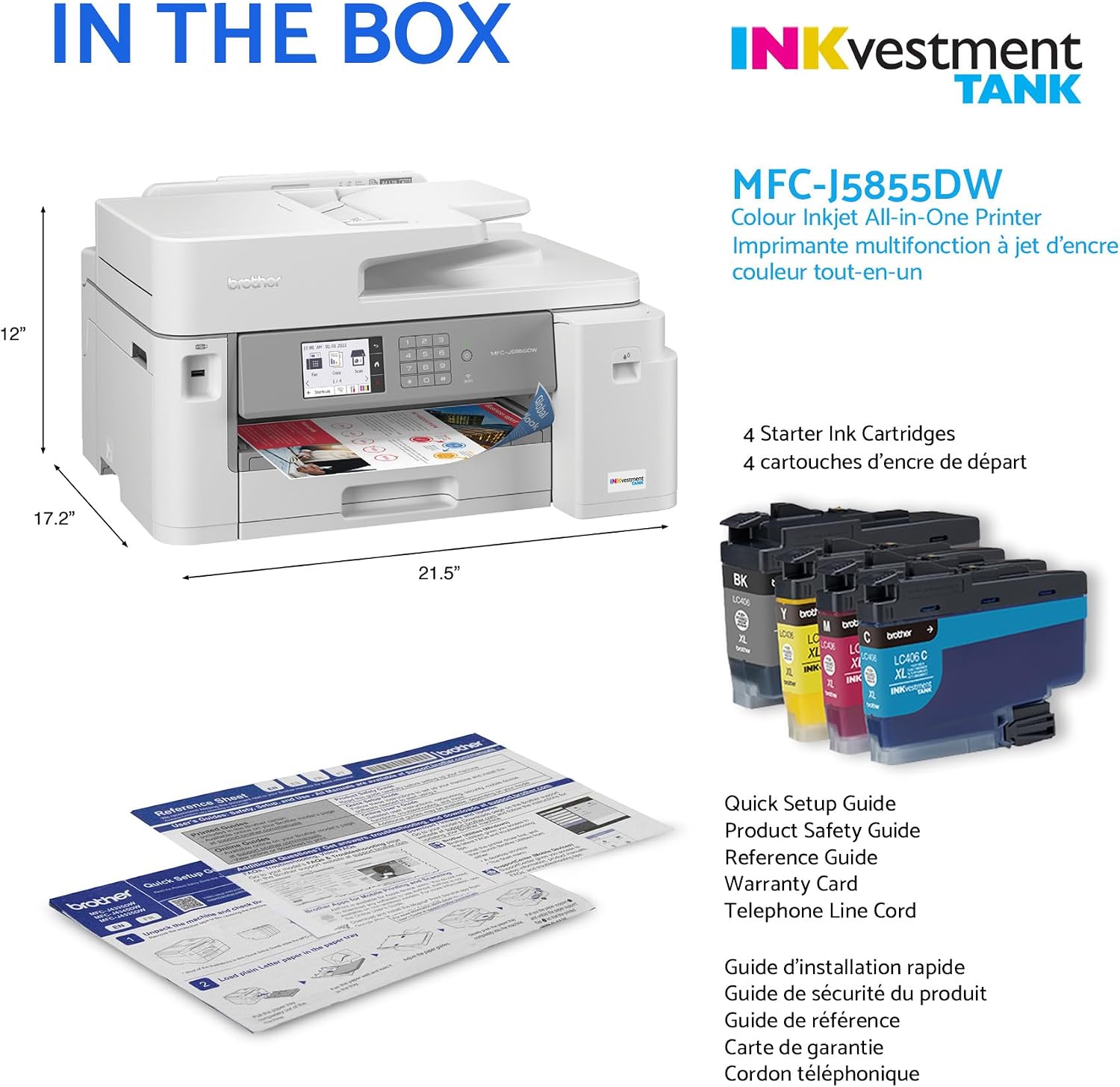 MFC-J5855DW INKvestment All-in-One Wireless Colour Inkjet A3 Printer with Scanner,Copier and Fax Printing, 30 ppm Speed, 3.5" Touchscreen, Mobile Connectivity