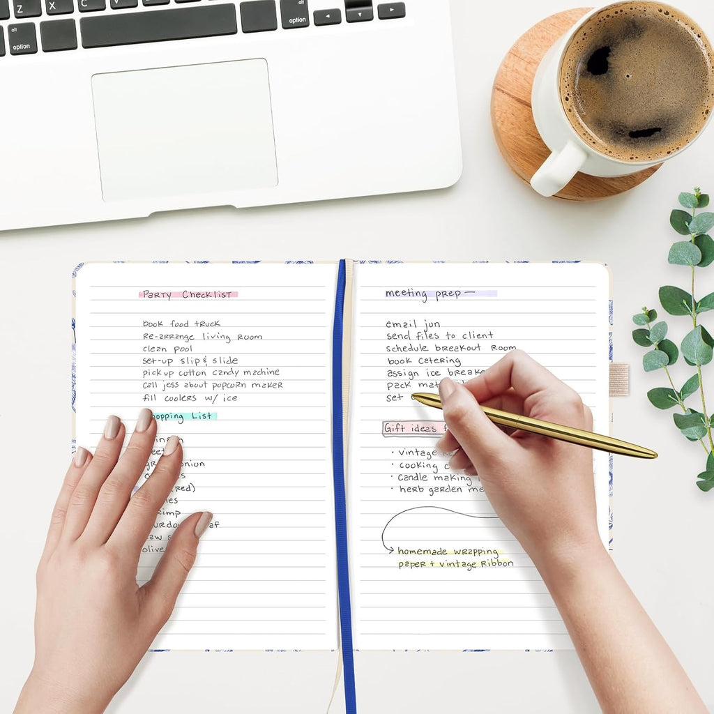 And Per Se A5 Lined Notebook - 160 Pages 100 GSM Thick Paper, Hardcover LAY-FLAT Journal with Pocket & 2 Bookmarks, for Writing, Office, School, College Ruled Notebook (1 Pack, Light Blue)