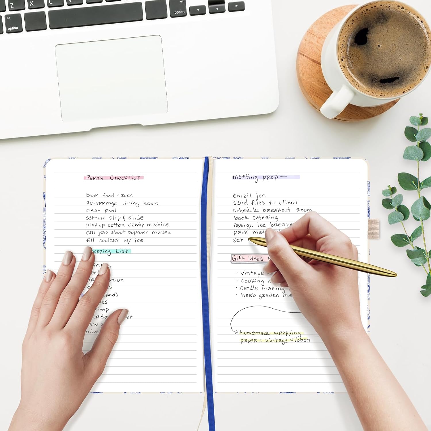 And Per Se A5 Lined Notebook - 160 Pages 100 GSM Thick Paper, Hardcover LAY-FLAT Journal with Pocket & 2 Bookmarks, for Writing, Office, School, College Ruled Notebook (1 Pack, Light Blue)