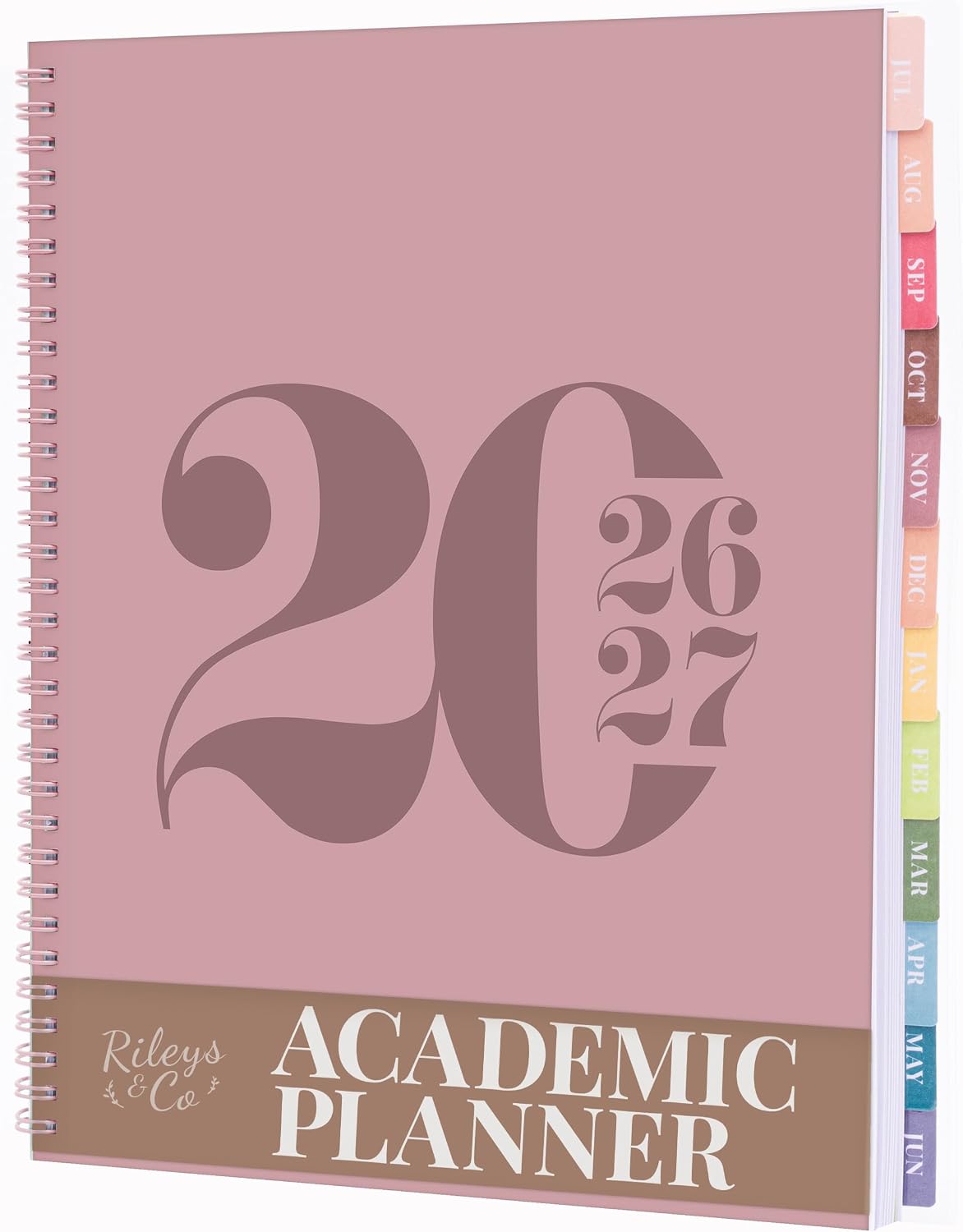 Rileys Academic Planner 2026-2027, Daily, Weekly & Monthly Planner, July 2026 - June 2027, Student Notes Pages, Twin-Wire Binding Weekly Agenda for School & Work (20 x 15 cm, Pink)