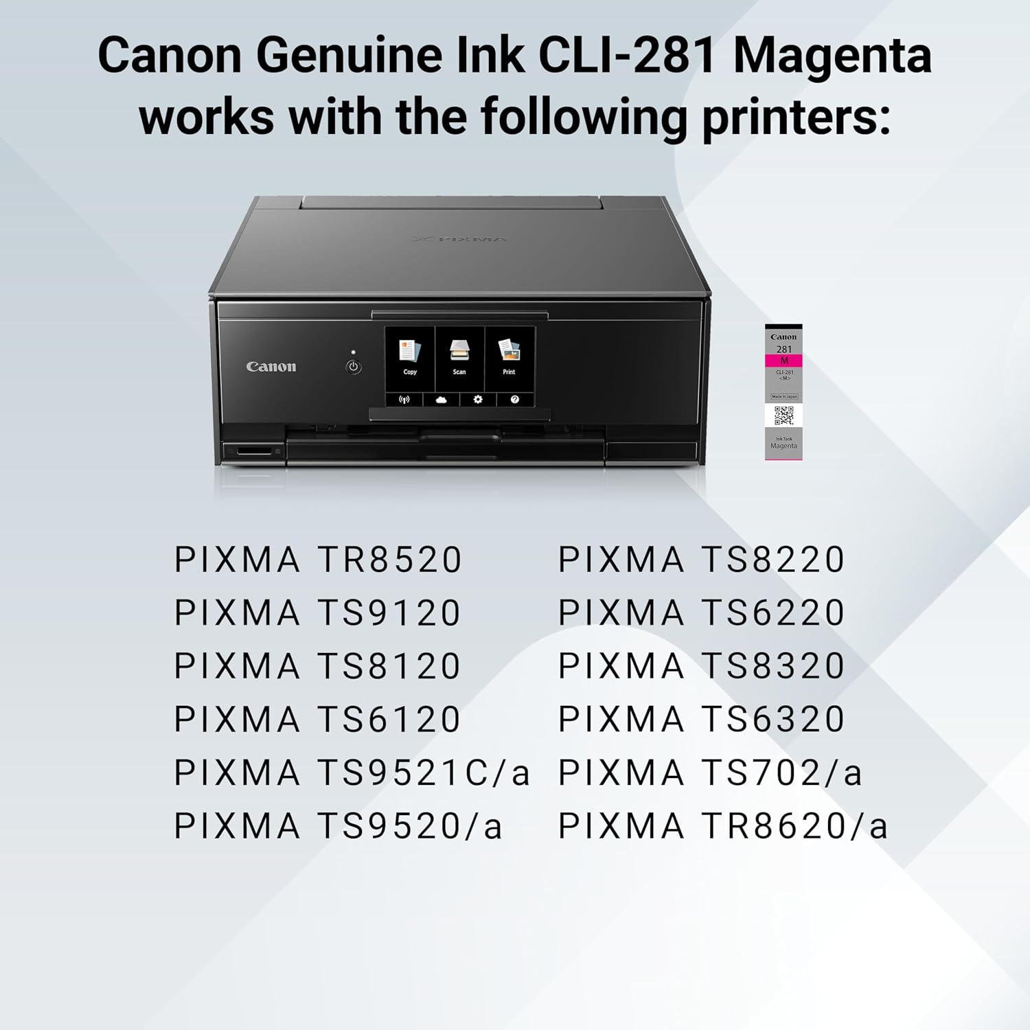 Genuine Ink Cartridges CLI-281 Magenta (1 Count), Original Printer Ink for PIXMA TR7620 / TR8520 / TS6220 Printers (Pack of 2)