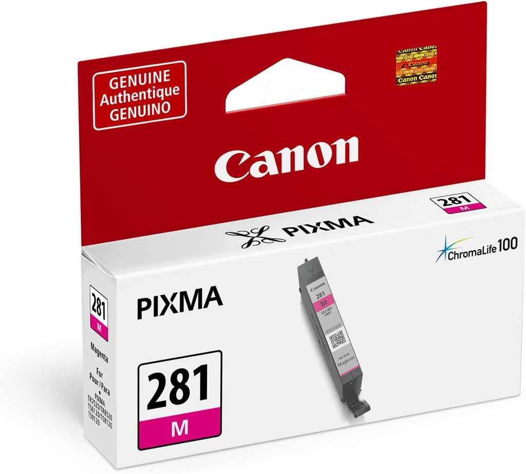 Genuine Ink Cartridges CLI-281 Magenta (1 Count), Original Printer Ink for PIXMA TR7620 / TR8520 / TS6220 Printers (Pack of 2)