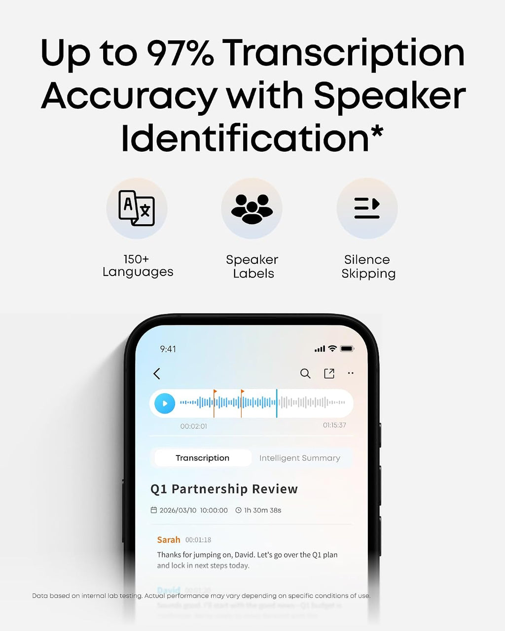 Work AI Voice Recorder by Anker,Wearable Note Taker for Meetings, Transcribe and Summarize (300 Mins/Mo Included, Optional App Upgrades), MFi Certified, 64 GB, 150+ Languages, USB-C Charging