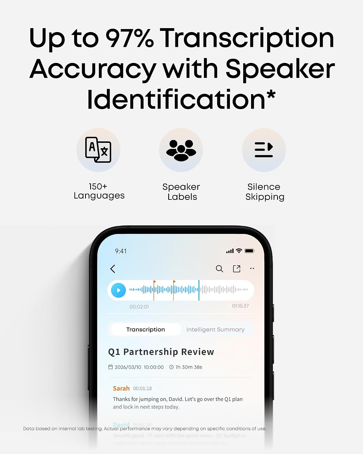 Work AI Voice Recorder by Anker,Wearable Note Taker for Meetings, Transcribe and Summarize (300 Mins/Mo Included, Optional App Upgrades), MFi Certified, 64 GB, 150+ Languages, USB-C Charging