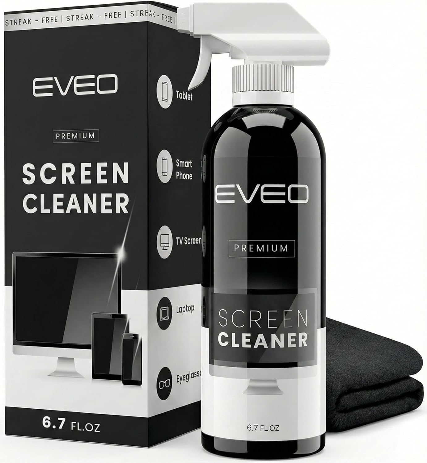 ? Screen Cleaner Spray Kit (Streak-Free) TV Screen Cleaner for Smart TV, LCD, LED, OLED | Computer Spray and Wipe Microfiber Cloth for Monitor, Laptop, iPad, Car & More - 1 Pack
