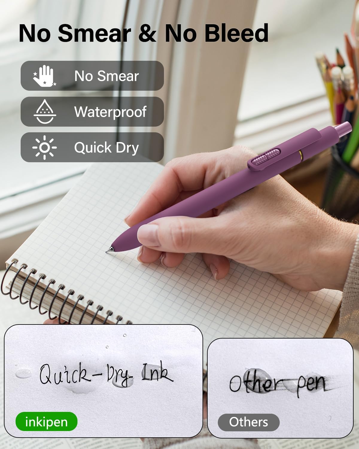 8Pcs Gel Pens - 0.5mm Black Ink Pens Fine Point Smooth Writing, Quick Drying Retractable Pen for Journaling, Cute School & Office Supplies (vintage color-8PCS)