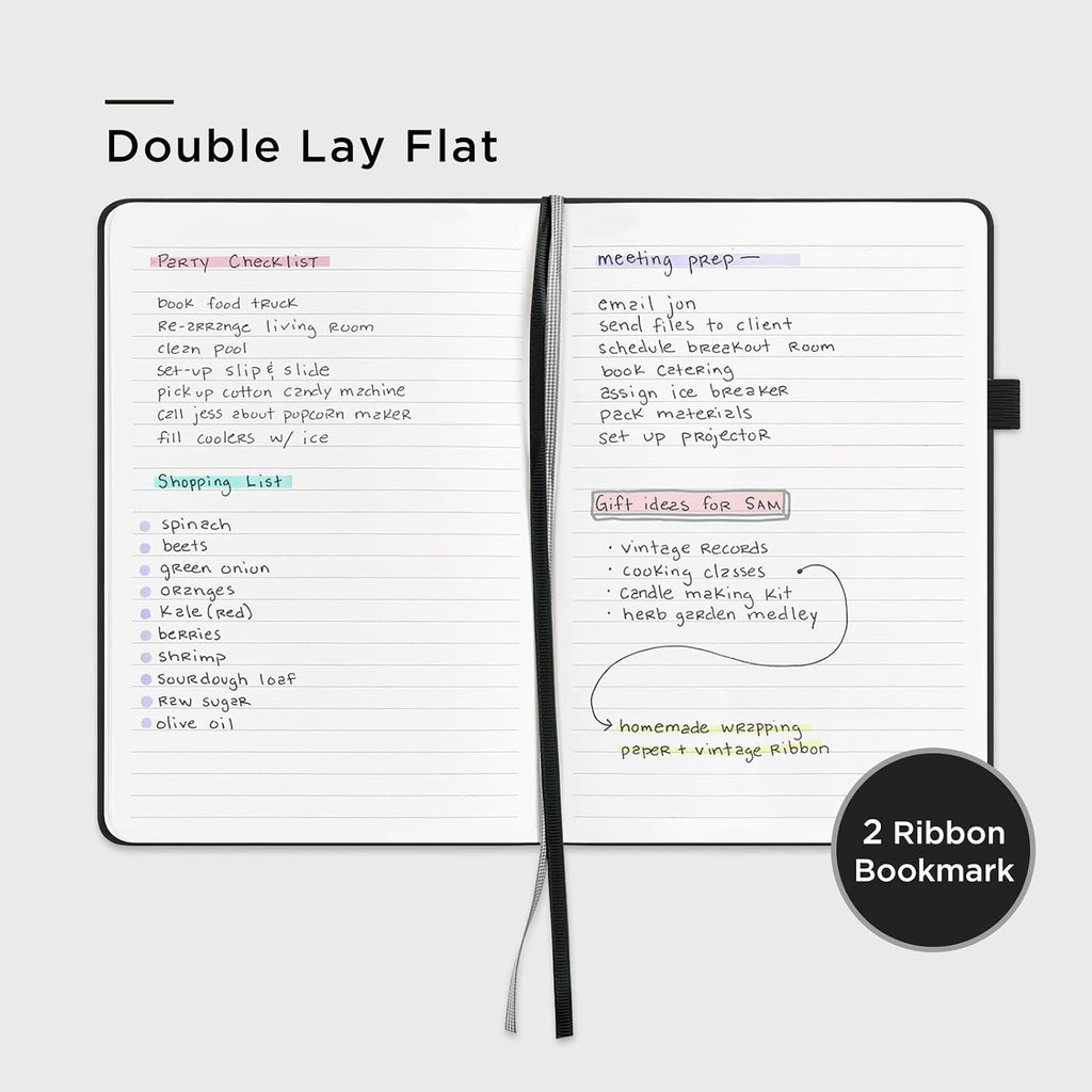 &And Per Se Lined Notebooks 3-Pack Gift Set, A5 Hardcover Journals, 160 Pages 100gsm Thick Paper, Journaling Notebook for Office School (Black)
