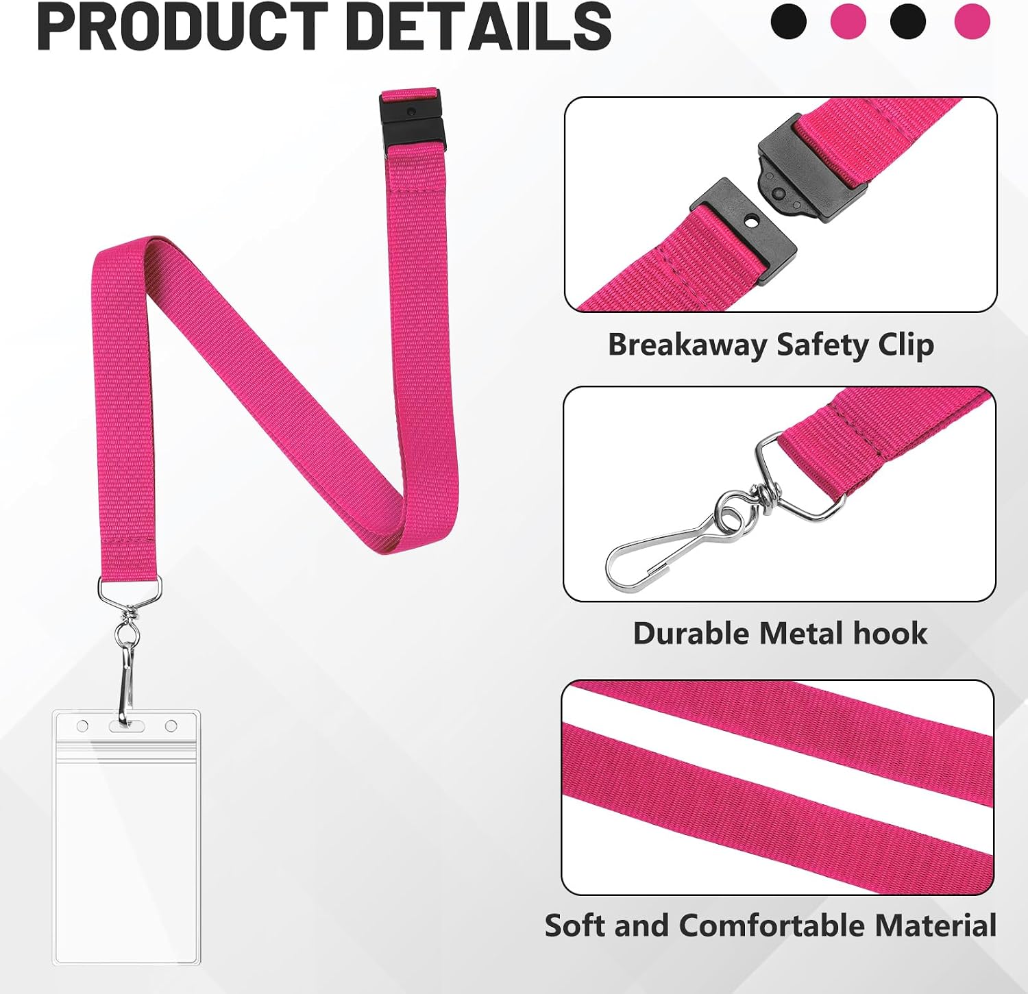 Breakaway Lanyards with Waterproof Badge Holders, Metal Hook, Polyester Neck Straps for ID Cards, Events, Office, and Schools (24, Apple Green)