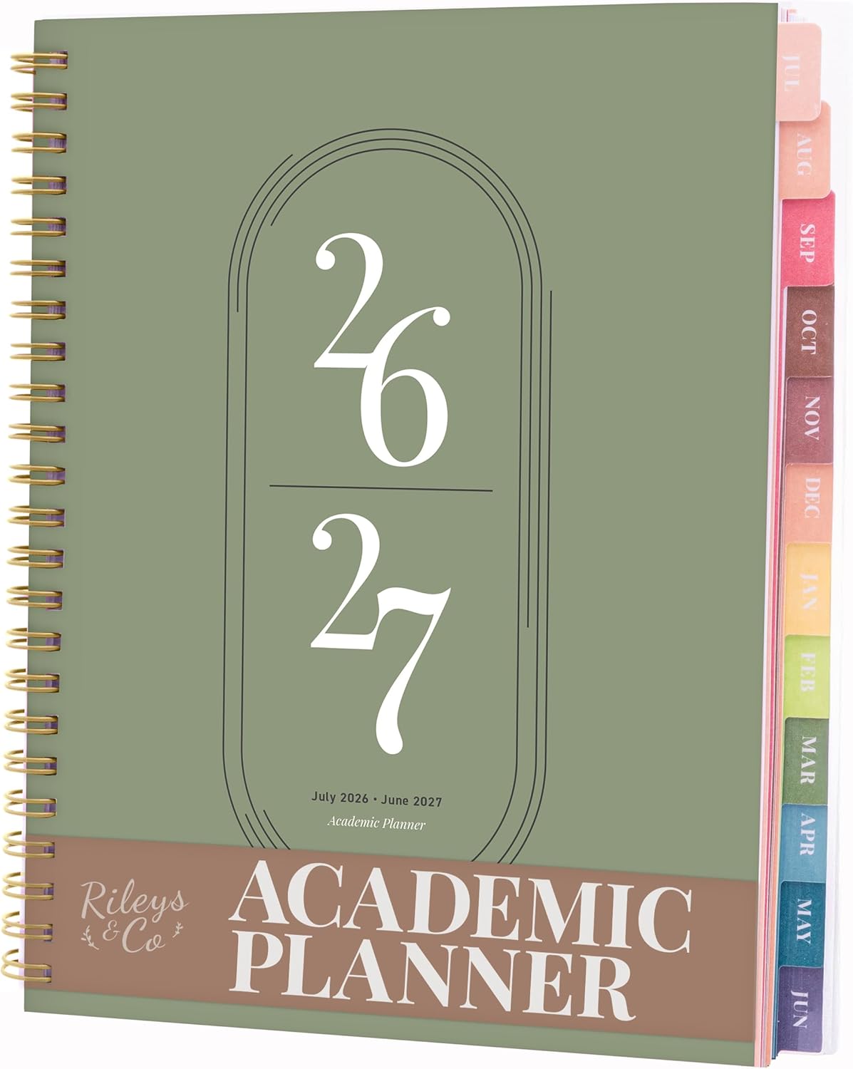 Rileys Academic Planner 2026-2027, Daily, Weekly & Monthly Planner, July 2026 - June 2027, Student Notes Pages, Twin-Wire Binding Weekly Agenda for School & Work (20 x 15 cm, Green)