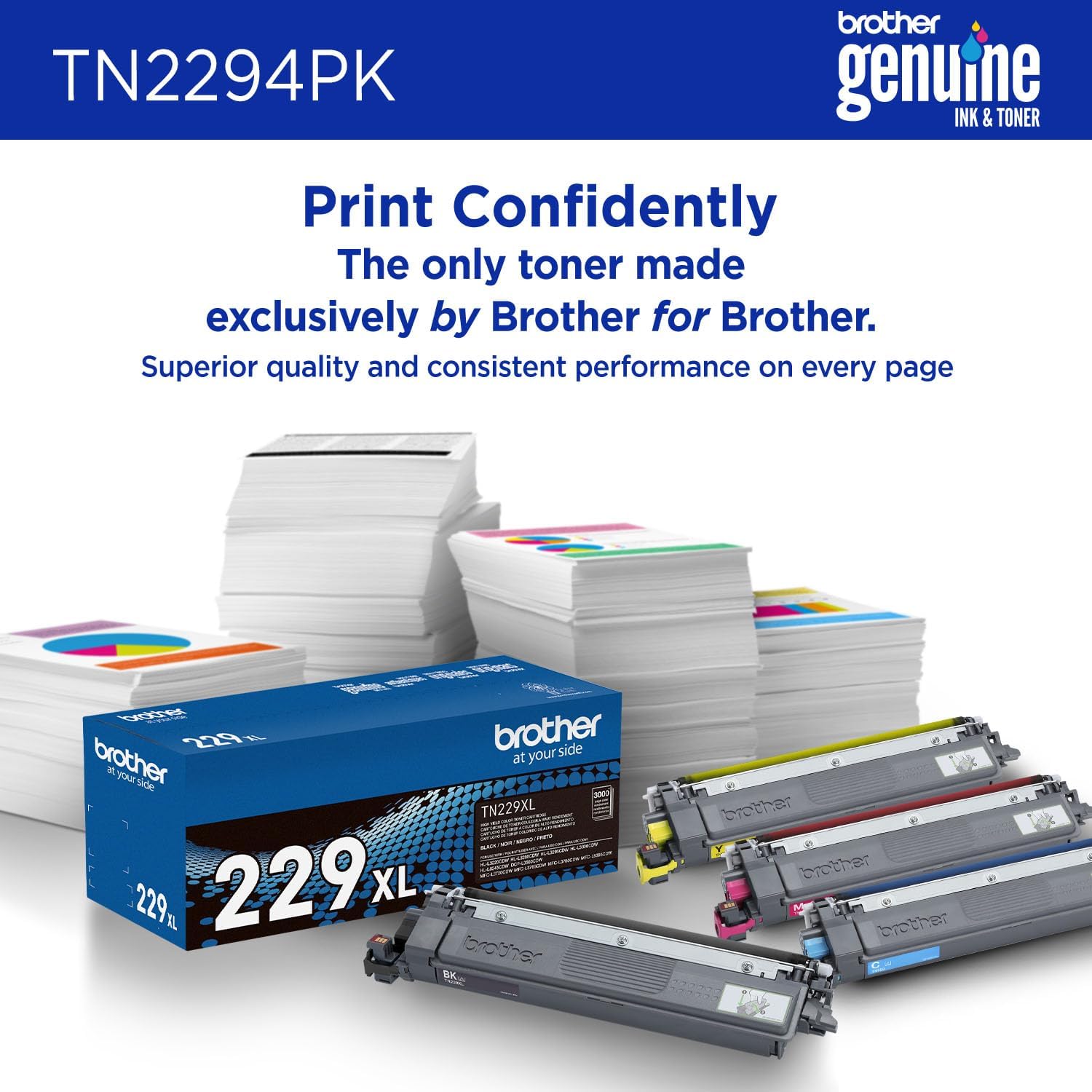 Genuine TN2294PK Standard Yield Black, Cyan, Magenta and Yellow Toner Cartridges