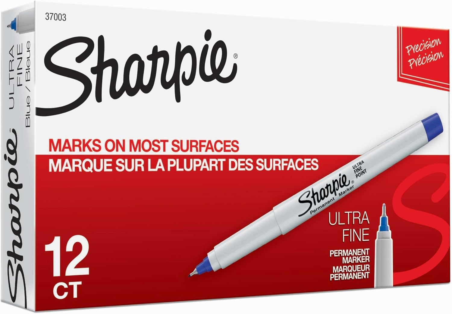 Permanent Markers, Ultra Fine Point, Blue, 12 Count