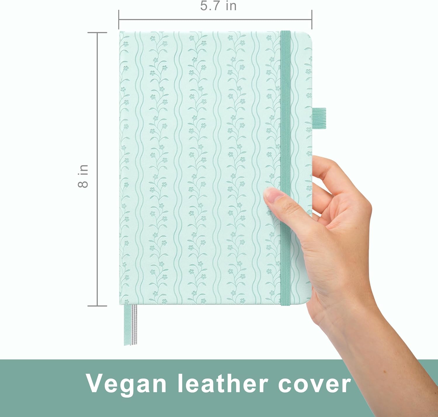 And Per Se Dotted Journal Notebook with Pattern, A5 Leather Hardcover, 160 Pages 100 GSM Thick Paper Bullet Journal with vegan Leather Cover Lay Flat 3 Sticker Sheets & Expandable Pocket - 5.7" x 8"（Light Blue）