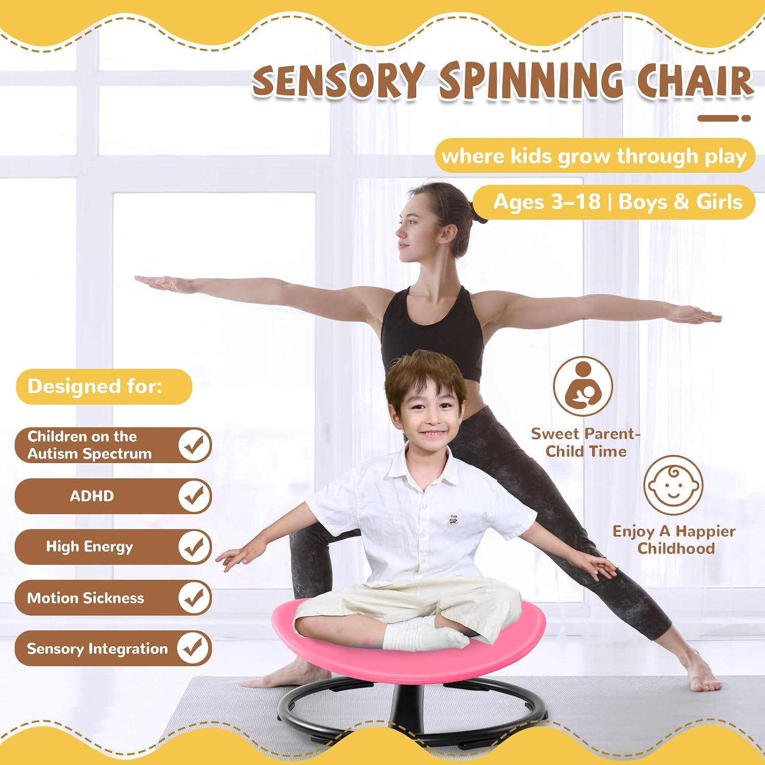 Spinning Chair for Autistic Kids (Ages 3-18), Autism Sensory Toy Gift