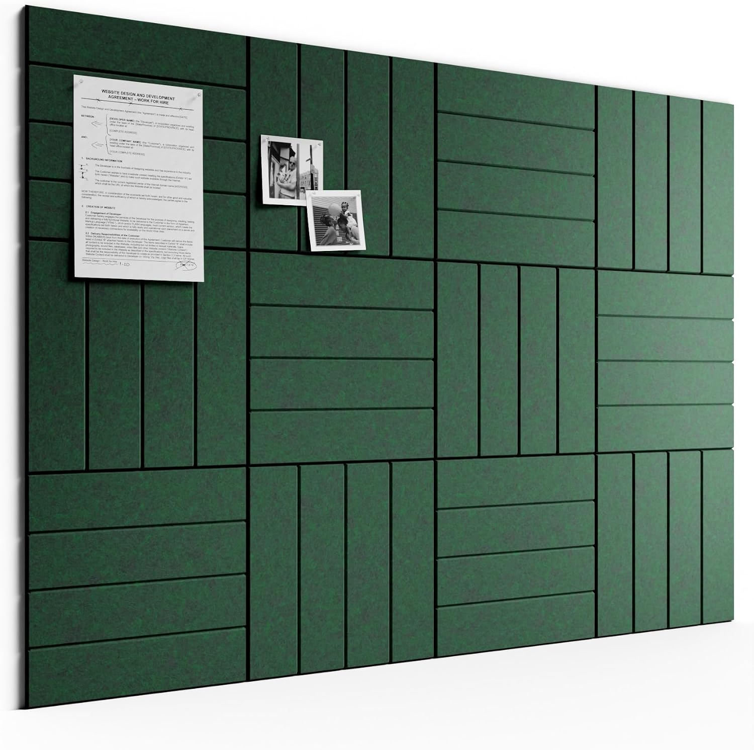Large Felt Bulletin Board 48" x 36" Cork Board Alternative-12 Pack with 70 Safe Removable Adhesive Tabs, Cork Boards for Walls Cork Board for Home Office Classroom Pin Board (Aurora Green)