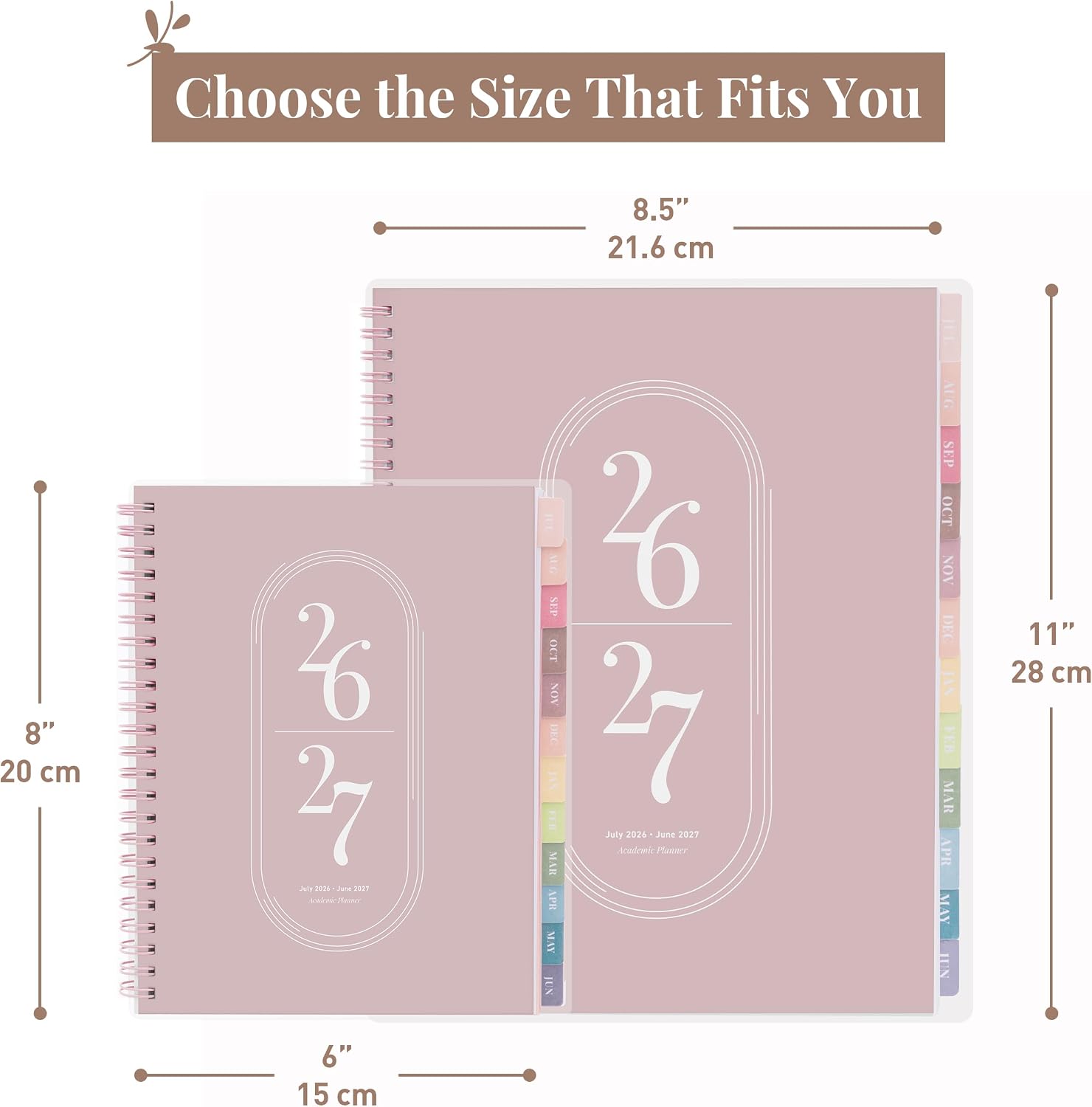 Rileys Academic Planner 2026-2027, Daily, Weekly & Monthly Planner, July 2026 - June 2027, Student Notes Pages, Twin-Wire Binding Weekly Agenda for School & Work (21.6 x 28 cm, Pink)