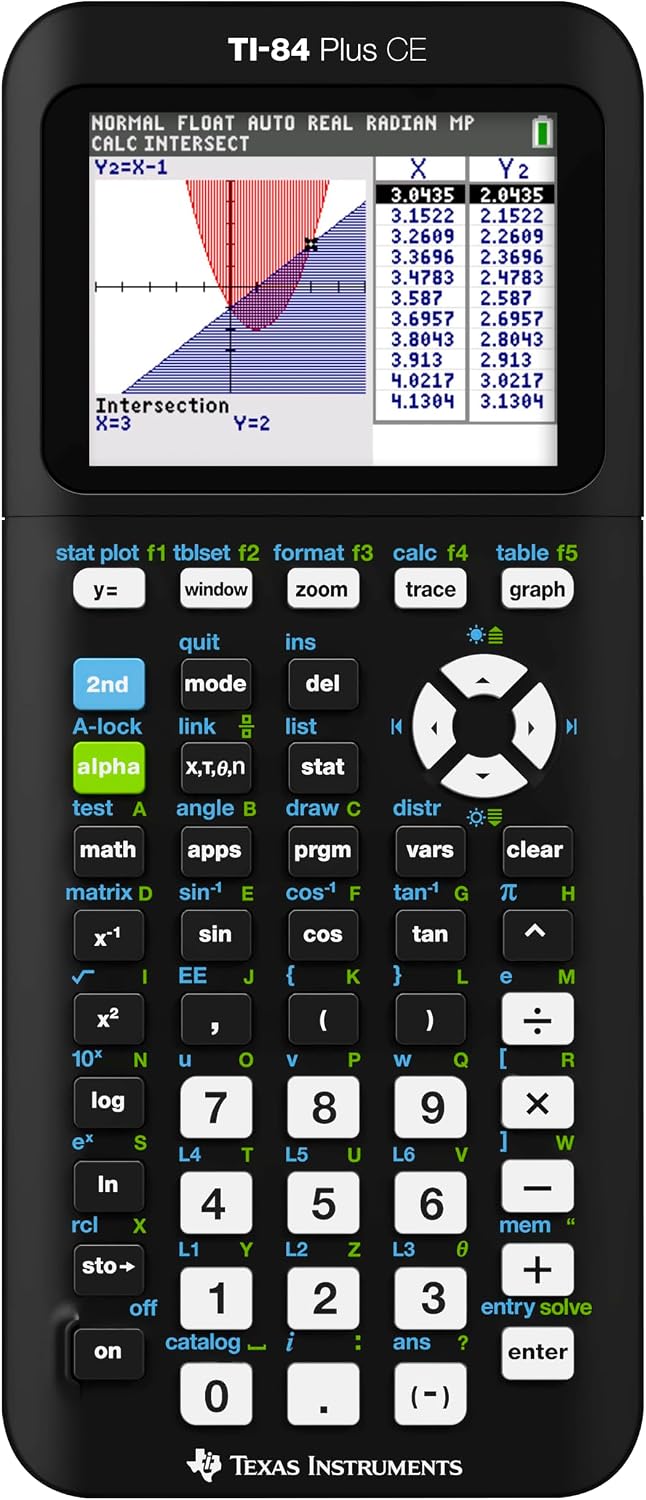 TI-84 Plus CE Color Graphing Calculator, Black 7.5 Inch
