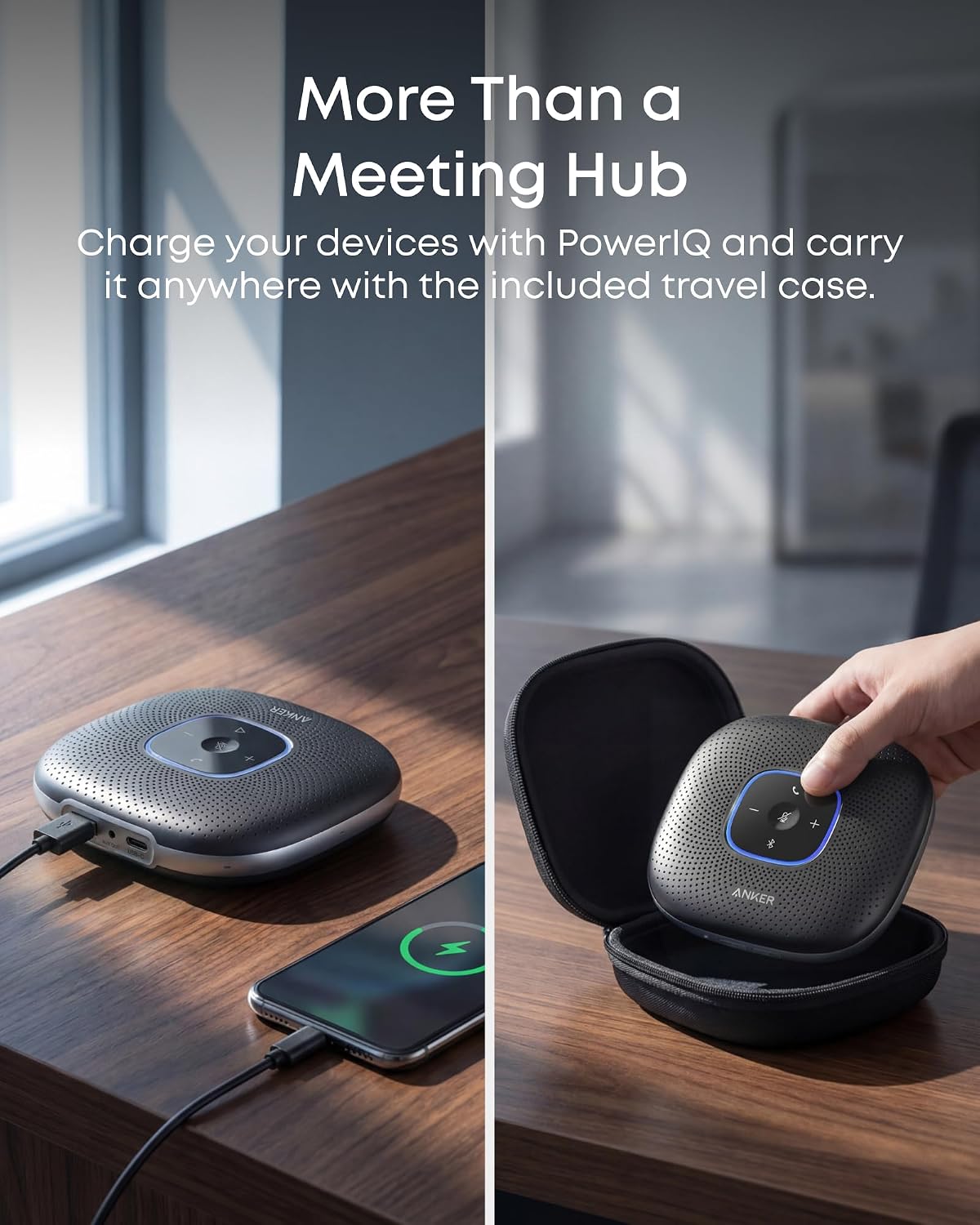 PowerConf Speakerphone, Zoom Certified Conference Speaker with 6 Mics, 360° Enhanced Voice Pickup, 24H Call Time, Bluetooth 5.3, USB C, Compatible with Leading Platforms for Personal Workspaces