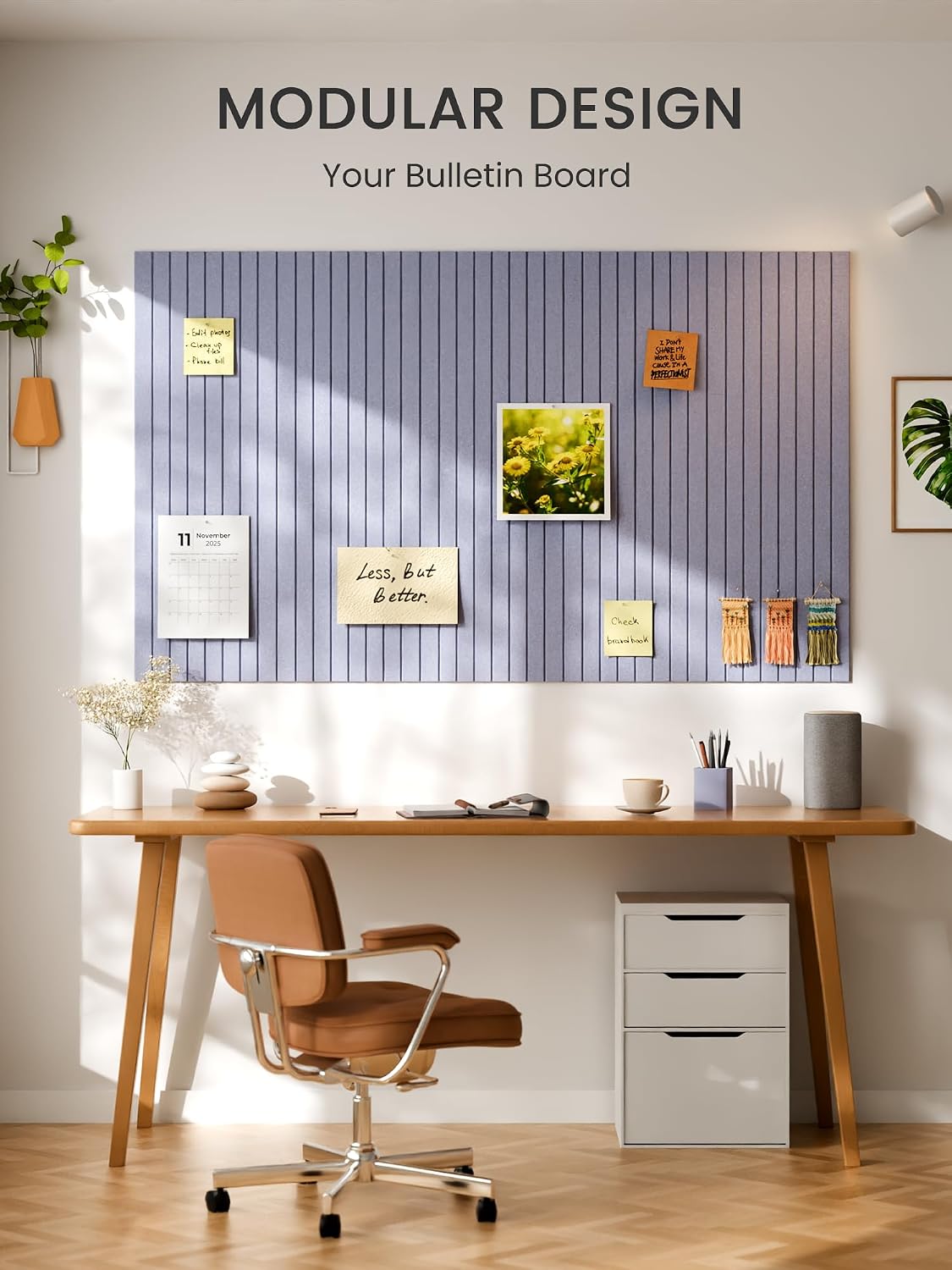 Large Cork Board Alternative-36 x24 Felt Bulletin Board Tiles, with 30 Pushpins, 40 Adhesive Tabs, 6-Pack Slat Wall Paneling, Cork Boards for Office Push Pin Board Felt Board-Soft Periwinkle