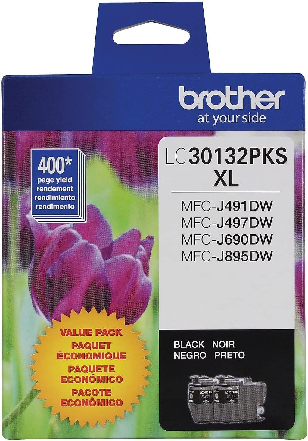 Genuine LC30132PKS 2-Pack High Yield Black Ink Cartridges, Page Yield Up to 400 Pages/Cartridge, LC3013