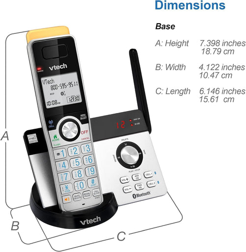 4-Handset Expandable Cordless Phone with Super Long Range, Bluetooth Connect to Cell, Smart Call Blocker and Answering System, IS8121-4 (Silver/Black)